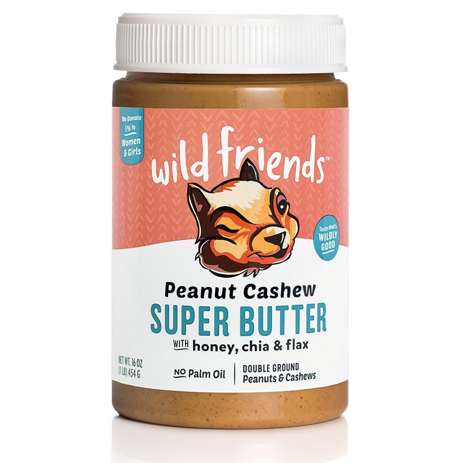 Wild Friends Foods Peanut Cashew Super Butter, 16 oz. Jar, Gluten-Free, Non-GMO, Palm Oil Free, 1 Count